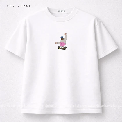 تیشرت باکسی طرح اسکیت برد 100٪ پنبه با چاپ مینیمال | کد 1336