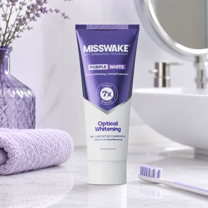 خمیر دندان سفید کننده و ضد زردی میسویک MISSWAKE مدل Purple White حجم 75ml