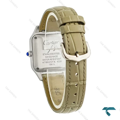 کارتیه سانتوس دموند زنانه دورنگ رزگلد بند طوسی اسمال Cartier-7916-L