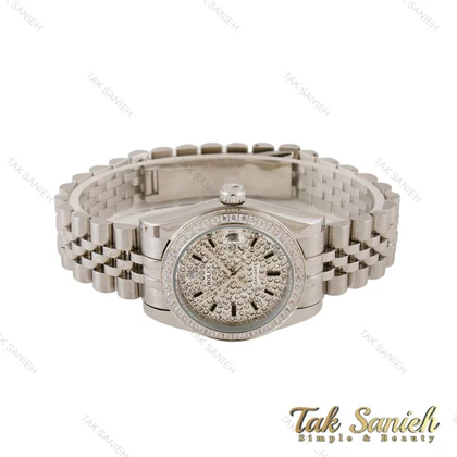 ساعت رولکس زنانه صفحه فول نگین نقره ای Rolex-4793-L