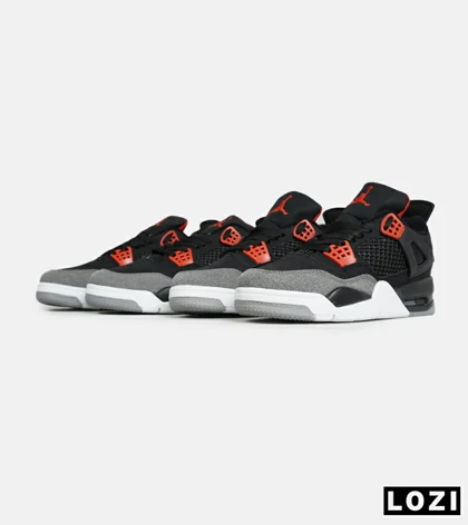 کتانی ساق‌دار زنانه و مردانه مشکی طوسی قرمز Nike air jordan 4 مدل 6473