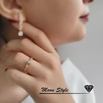 انگشتر نگین گرد ژوپینگ آبکاری طلا