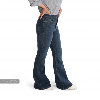 شلوار جین زنانه بوت‌کات فلکس(کشی) آبی تیره رویال جین Royal Jeans