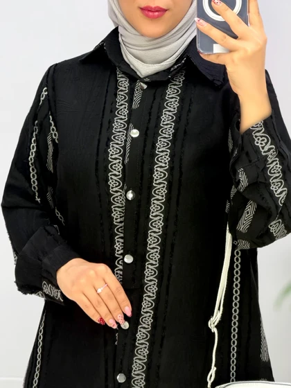 مانتو جلو دکمه حریر طوطیا کد 9574024