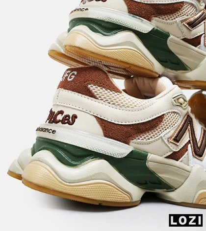 کفش کتانی مردانه و زنانه کرم قهوه ای سبز NEW BALANCE 9060