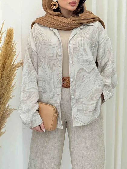 شومیز آبرنگی تک جیب