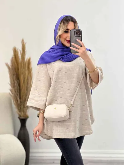 مانتو لینن نچرال یقه چاک