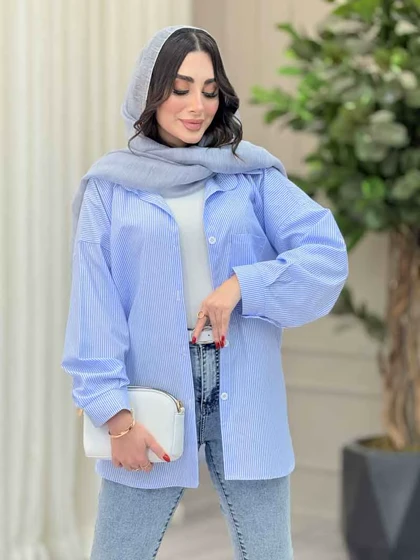 مانتو راه راه تک جیب مهلا