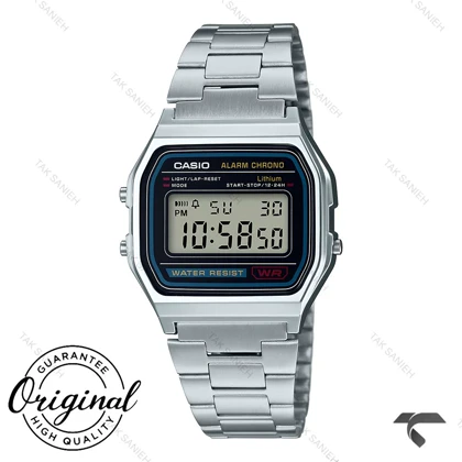 کاسیو نوستالژی A158WA-1 کامپیوتری استیل صفحه مشکی Casio-10244-U