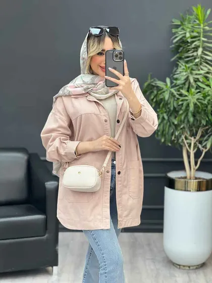 مانتو کتان دو جیب پایین