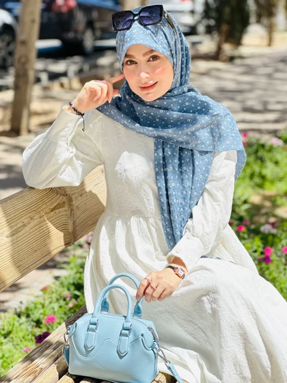 روسری وال نخی ژاکارد گلریز کرم