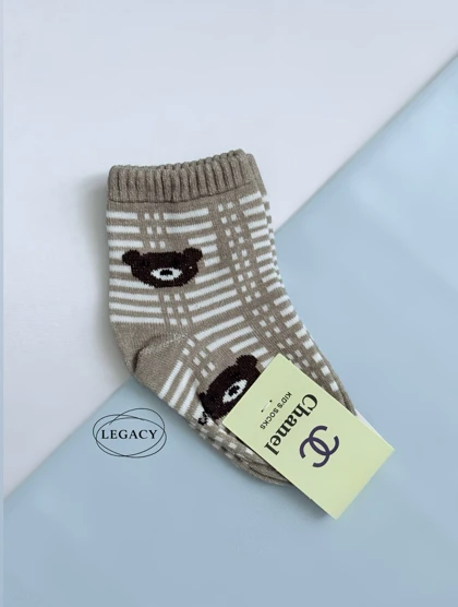 جوراب بچگانه نخ پنبه‌ای طرح خرس (3-6 سال) - کد LEGACY0008