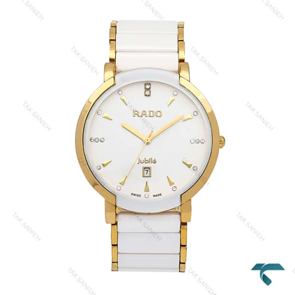ساعت رادو Centrix مردانه وسط سرامیکی سفید طلایی Rado-6341-G