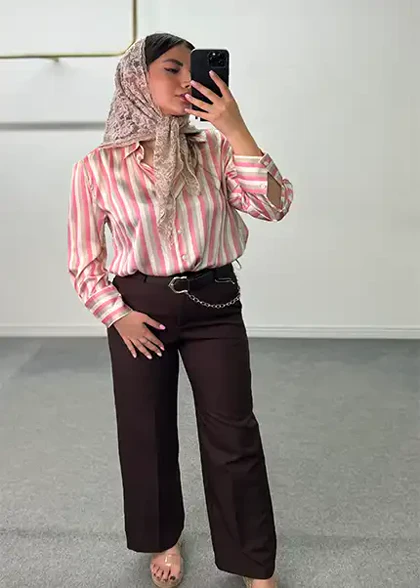 شومیز راه راه رنگی کد 4015