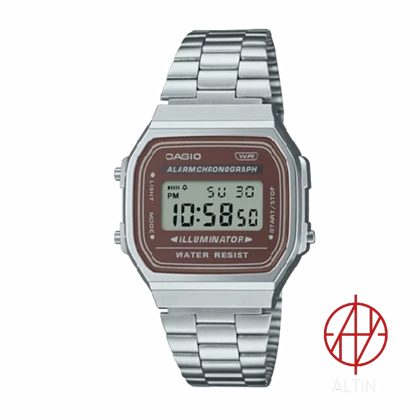 ساعت مچی کاسیو Casio نوستالژیک مدل A168WA-5AYDF اورجینال با صفحه قهوه‌ای مسی