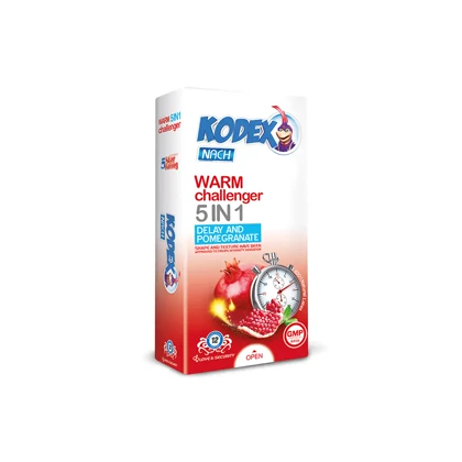 کاندوم کدکس مدل Warm Challenger 5in1 بسته 12 عددی _ ساده