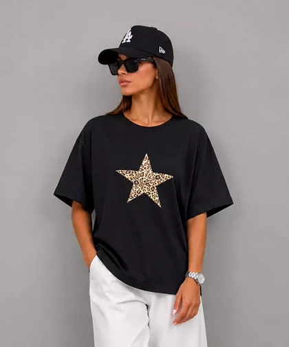 تیشرت اورسایز چاپی زنانه ردا کد TO004/Cf