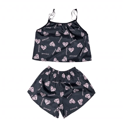 ست تاپ و شلوارک طرح قلب 185