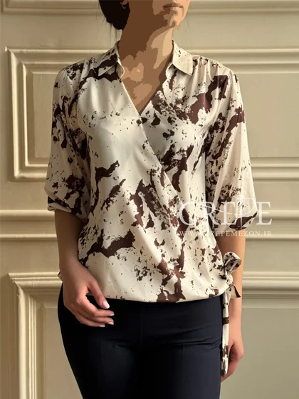 شومیز ساتن سیلک آستین عروسکی