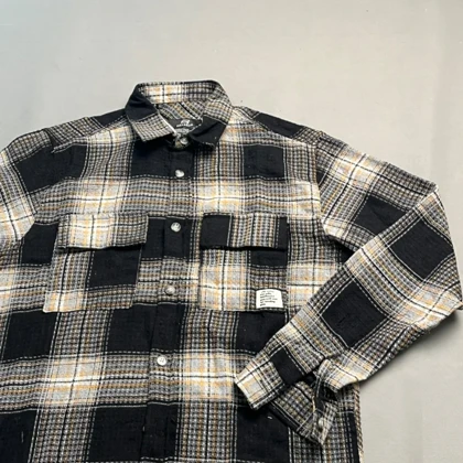 پیراهن پاییزه مردانه چهارخانه مدل classic Black line