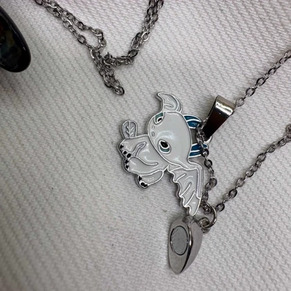 ست گردنبند دو نفره مدل «اژدها و قلب مگنتی» | پلاک مکمل با زنجیر دیپلمات استیل