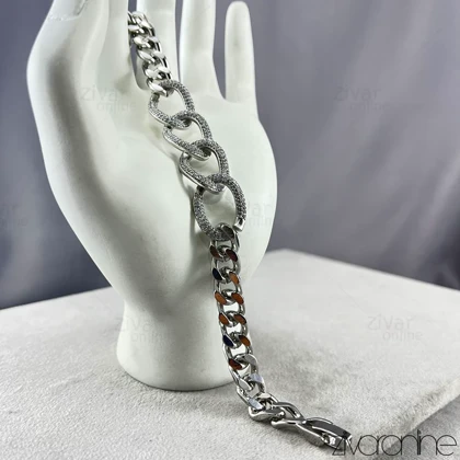 دستبند طرح کارتیه زنانه نگین‌دار 40128