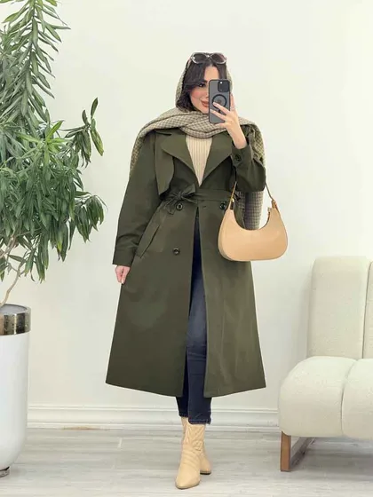 بارانی بلند ژیله دار دلناز