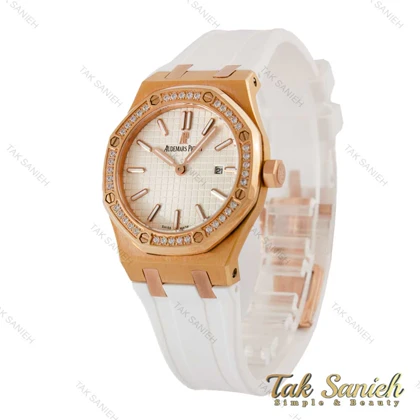 ساعت AP زنانه دورنگین بند سفید AP-5313-L