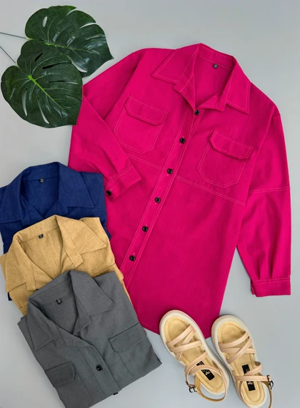 شومیز مانتویی لینن کد 2811