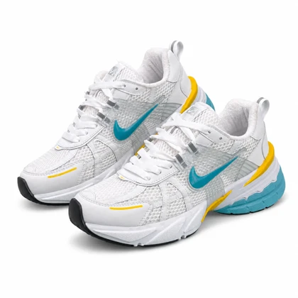 کفش کتانی زنانه نایکی v2k سفید آبی زرد Nike V2k