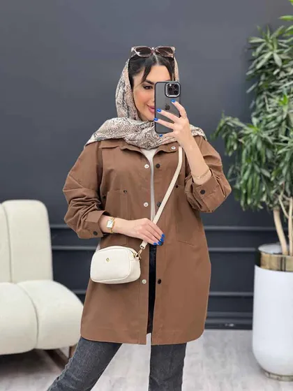 مانتو لینن دو جیب پایین هلال آلا