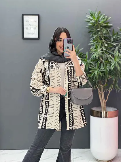 مانتو طرحدار سنتی دکمه فلزی