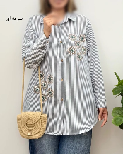 تونیک مانتویی لینن نخ مدل گلدوزی