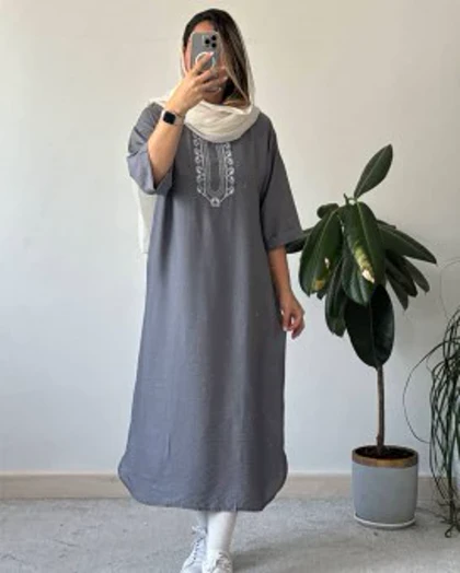 مانتو کفتان برفین با گلدوزی