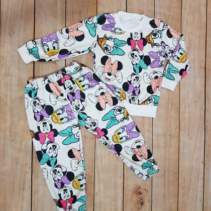 بلوزشلواردخترانه مخمل طرح میکی با کیفیتارزان