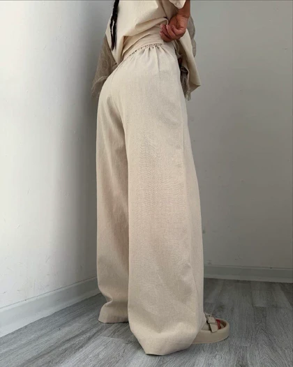 کت و شلوار باکسی زنانه جنس لینن کد 15
