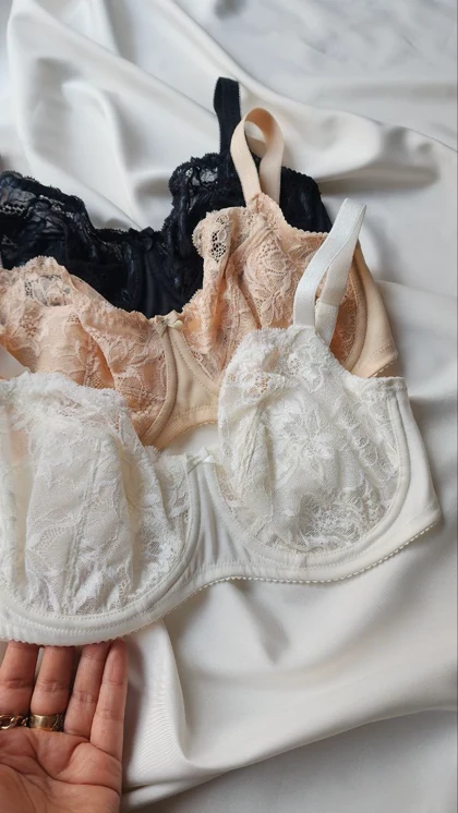 سوتین تک دانتل و پرلون فنردار مدل Violet-w برند SHANDERMAN کد: 2454