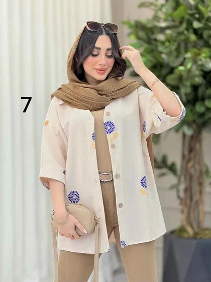 شومیز نچرال طرح دار