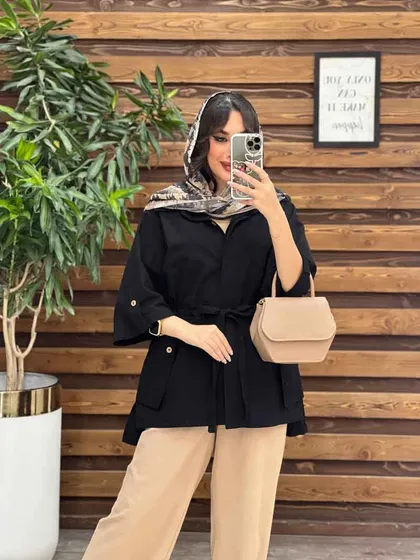 مانتو دکمه مخفی بغل جیب