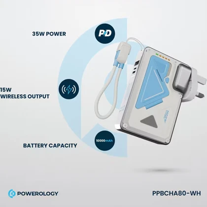 پاور بانک 10000 وایرلس و شارژر دیواری پاورولوژی Powerology PPBCHA80 برای آیفون و اندروید