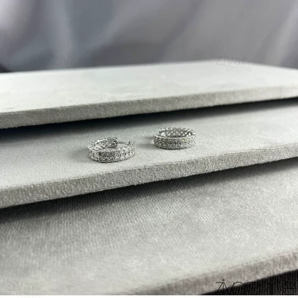 گوشواره زنانه مدل حلقه‌ای دو رج نگین 20441