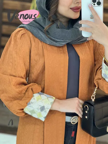 مانتو کتیبه آستین ژاکارد