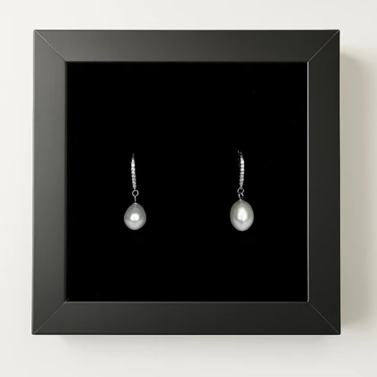 گوشواره نقره حلقه‌ای با آویز مروارید