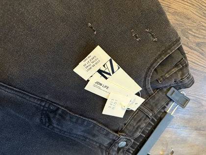 شلوار مام فیت رنگ ذغالی دخترانه