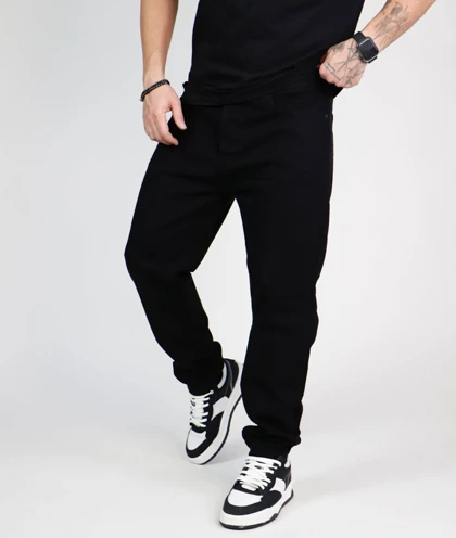 شلوار مام فیت مشکی پرکلاغی مردانه کیفیت عالی از برند اورجینال دیلم کد 456