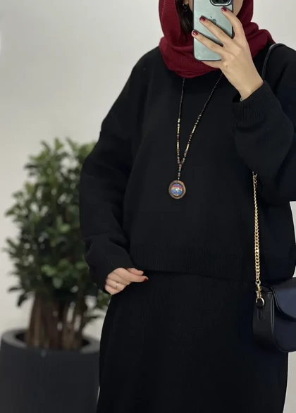 ست سارافون بلند و پلیور بافت شیدا 1