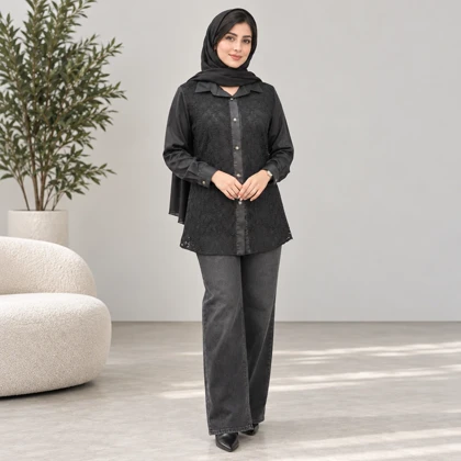 شومیز گیپور تینا مشکی