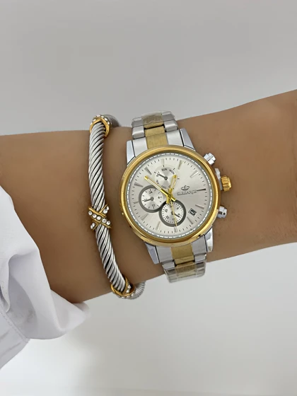 دستبند زنانه سیلور طلایی ضربدری 944