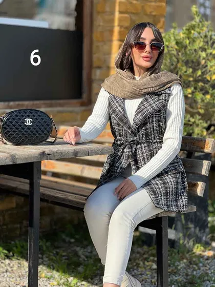 ژیله دو جیب پاکتی کمردار