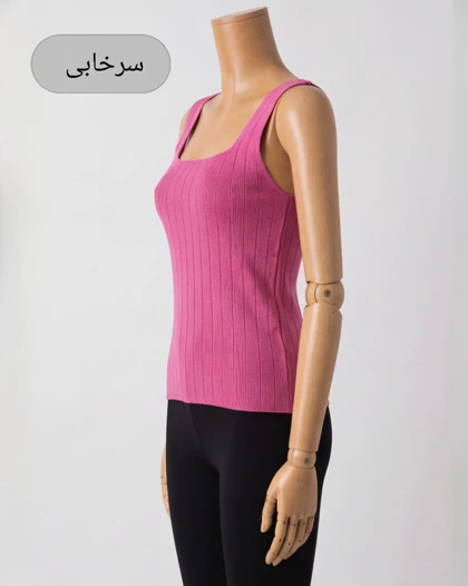تاپ بافت یقه مربعی زنانه طرح خطی کش بافت ریز بافت پوشاک کاج کد 2023